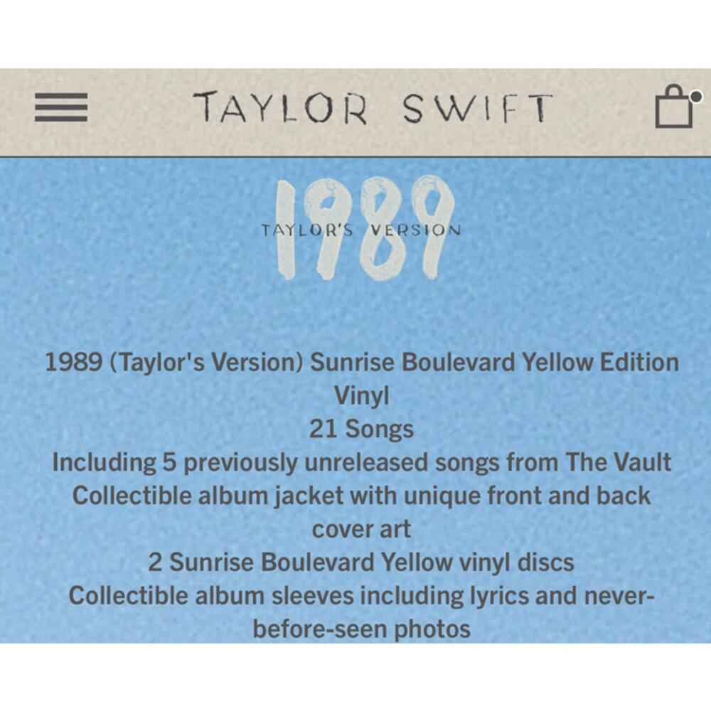 1989 (Taylor's Version) Sunrise Boulevard Yellow Edition Vinyl & Photos - Picture 4 of 6
